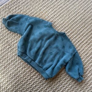 Zara Teal Polka Dot Oversized Sweatshirt
